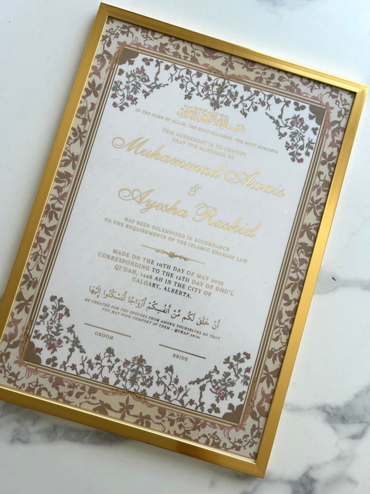 Nikkahnama / Nikkah Certificate with Frame